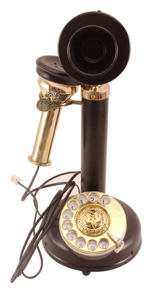 Iron Brass Old Vintage Style Candle Stick Phone 100% in working condition - Office, Home, Living Room Décor