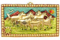 Pure Aluminum Running Horses Wall Hanging, Height :- 16.76 cm