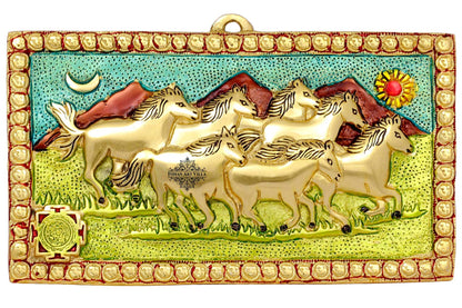 Pure Aluminum Running Horses Wall Hanging, Height :- 16.76 cm