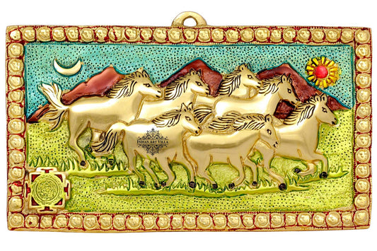 Pure Aluminum Running Horses Wall Hanging, Height :- 16.76 cm