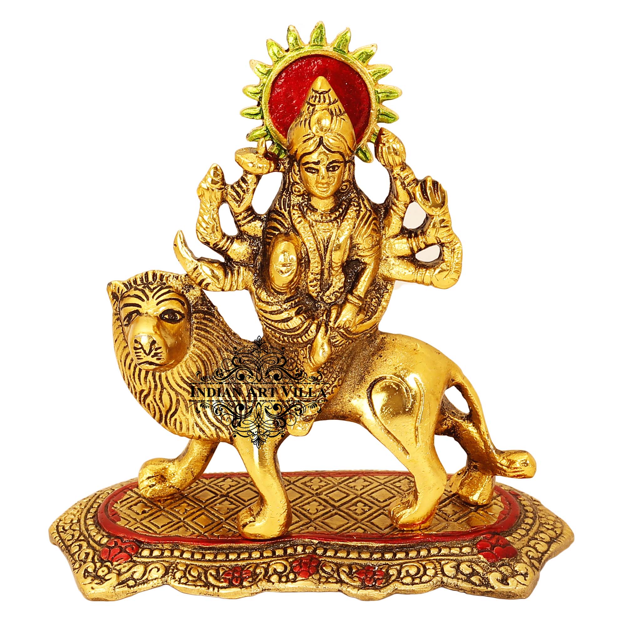 Godess Durga Devi Idol Home Décor Room Décor Wall Decor Height:- 17.78 cm Color - Gold