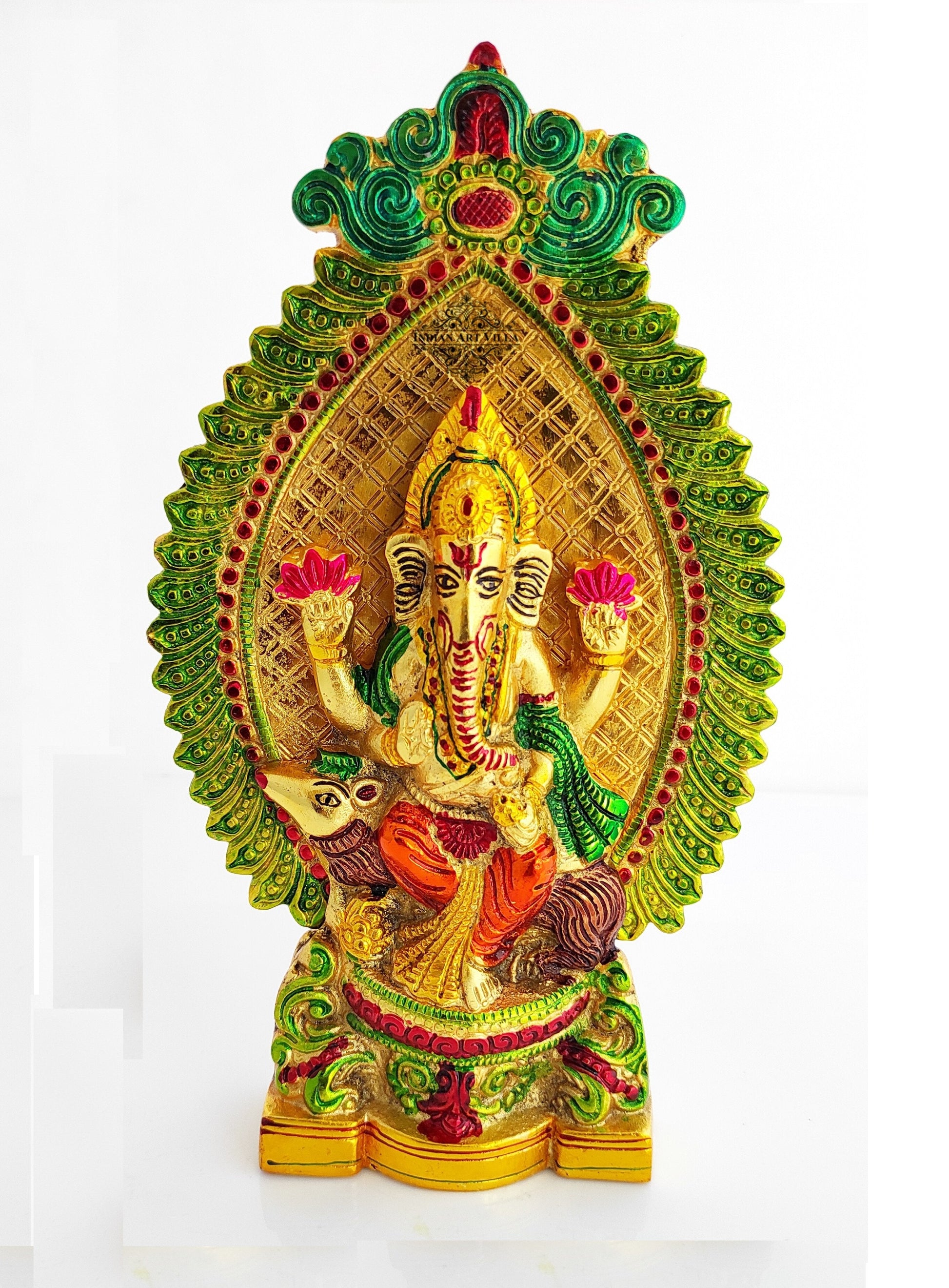 Pure Aluminum Lord Ganesha on Rath