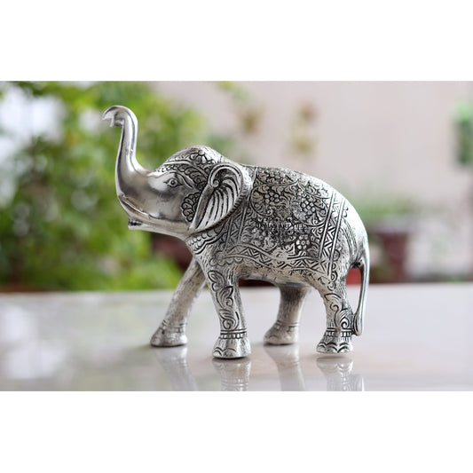 Aluminium Elephants With Dark Embosed Silver Finish Design, Home Decor, Room Decor, Handicarft Item & Decor, Color- Silver
