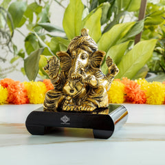 Brass Finish Ganesh Ji Murti with Velvet Gift Box