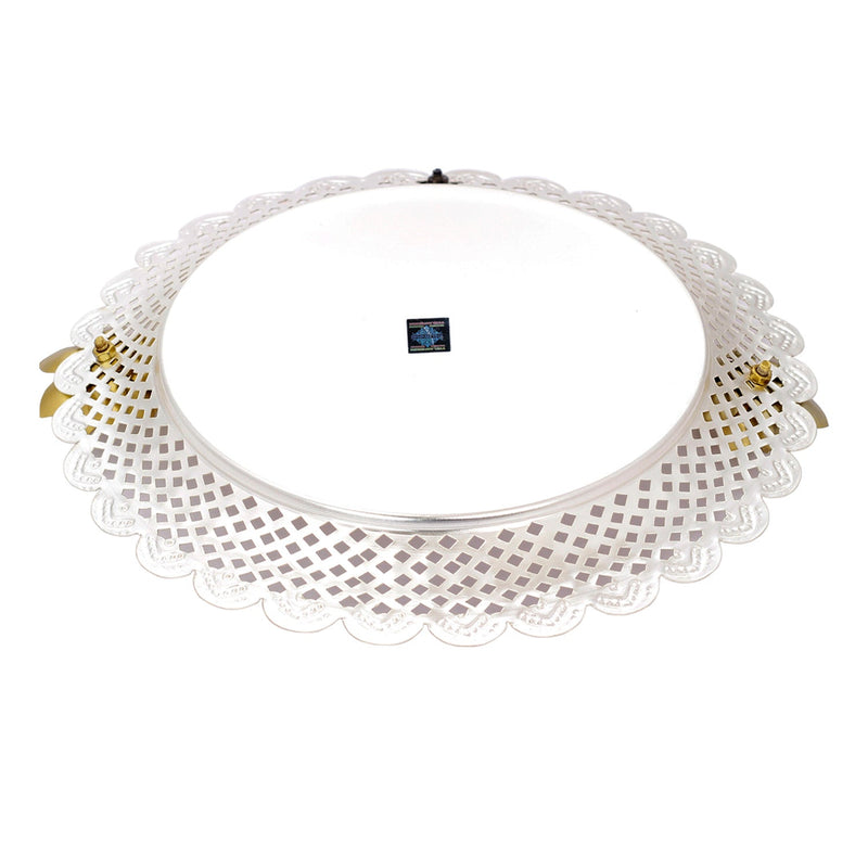 Pure Iron With Silver Plating Designer Centerpiece Thali Platter , Puja Thali, Flower Design, 27.94 cm