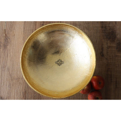 Aluminium Gold textured Shine Finish Fruit Basket - Diameter - 28.70 cm