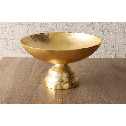Aluminium Gold textured Shine Finish Fruit Basket - Diameter - 28.70 cm