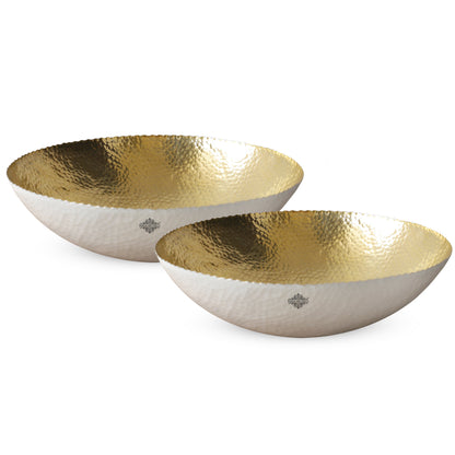Aluminium Gold Hammered Shine Finish Fruit Basket - Diameter - 38.10 cm