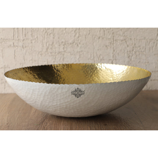 Aluminium Gold Hammered Shine Finish Fruit Basket - Diameter - 38.10 cm