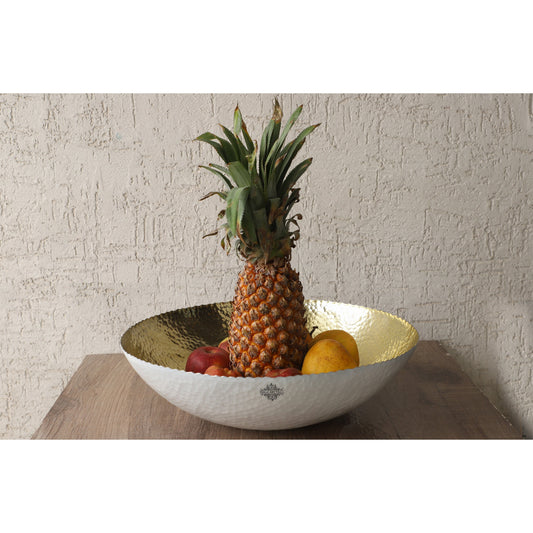 Aluminium Gold Hammered Shine Finish Fruit Basket - Diameter - 38.10 cm