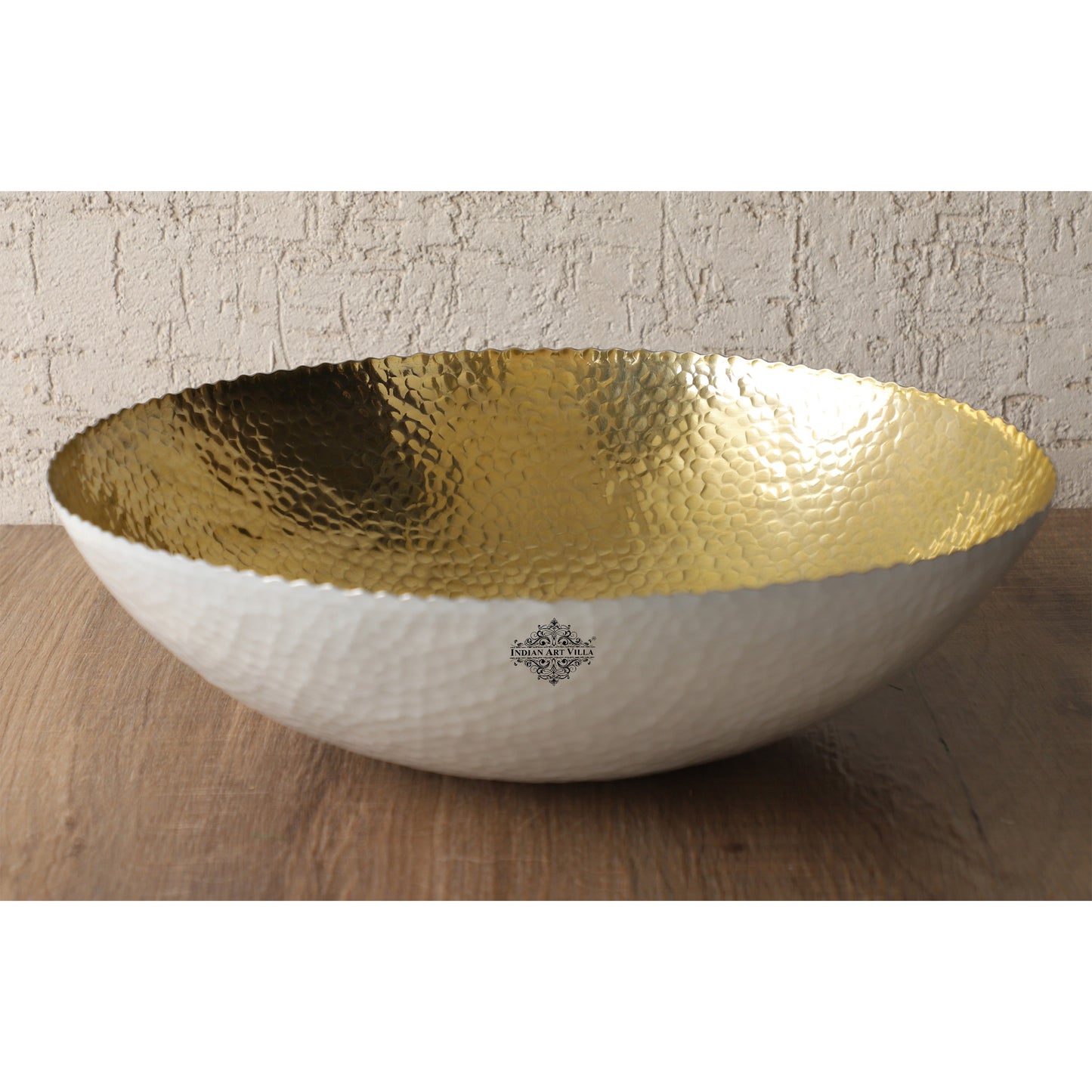 Aluminium Gold Hammered Shine Finish Fruit Basket - Diameter - 38.10 cm