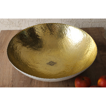 Aluminium Gold Hammered Shine Finish Fruit Basket - Diameter - 38.10 cm