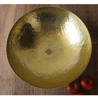 Aluminium Gold Hammered Shine Finish Fruit Basket - Diameter - 38.10 cm