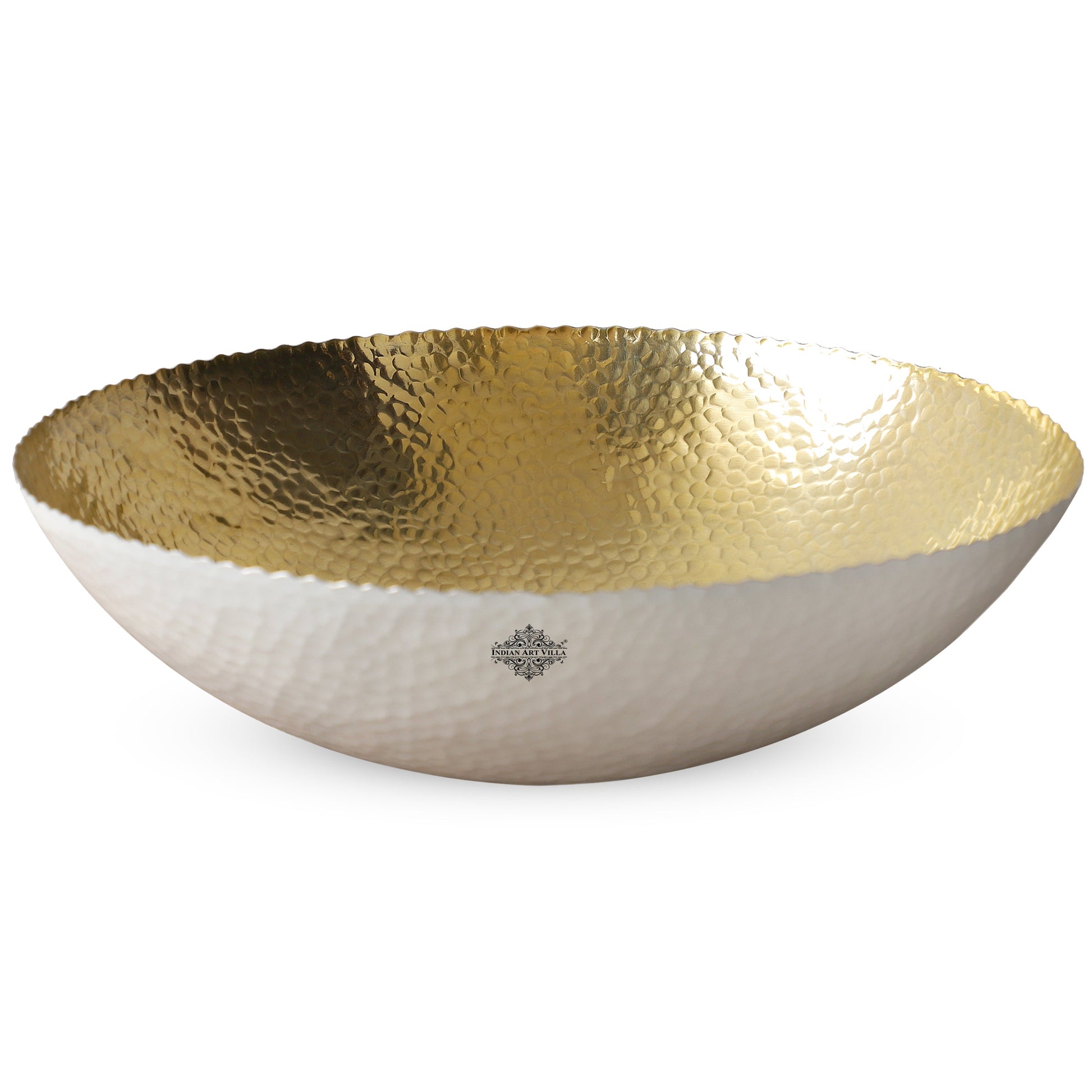 Aluminium Gold Hammered Shine Finish Fruit Basket - Diameter - 38.10 cm