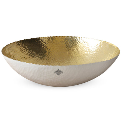 Aluminium Gold Hammered Shine Finish Fruit Basket - Diameter - 38.10 cm