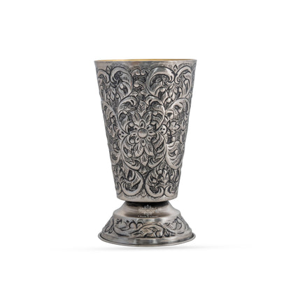 Hand-Embossed Aluminium Flower Vase | Elegant Decorative Glass Design | 17 cm Diameter