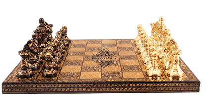 Brass Handmade Designer Chess Set with all Chessmen, Pieces, Home Decor