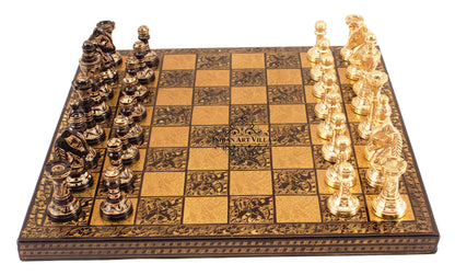 Brass Handmade Designer Chess Set with all Chessmen, Pieces, Home Decor