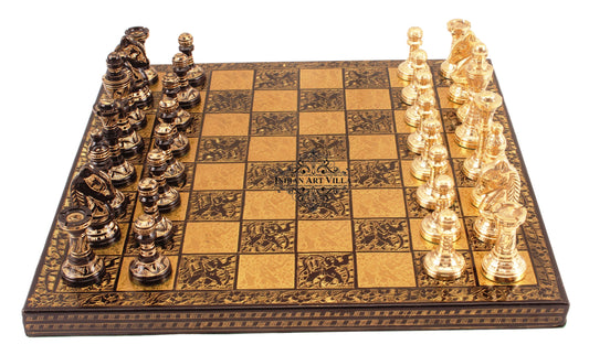 Brass Handmade Designer Chess Set with all Chessmen, Pieces, Home Decor