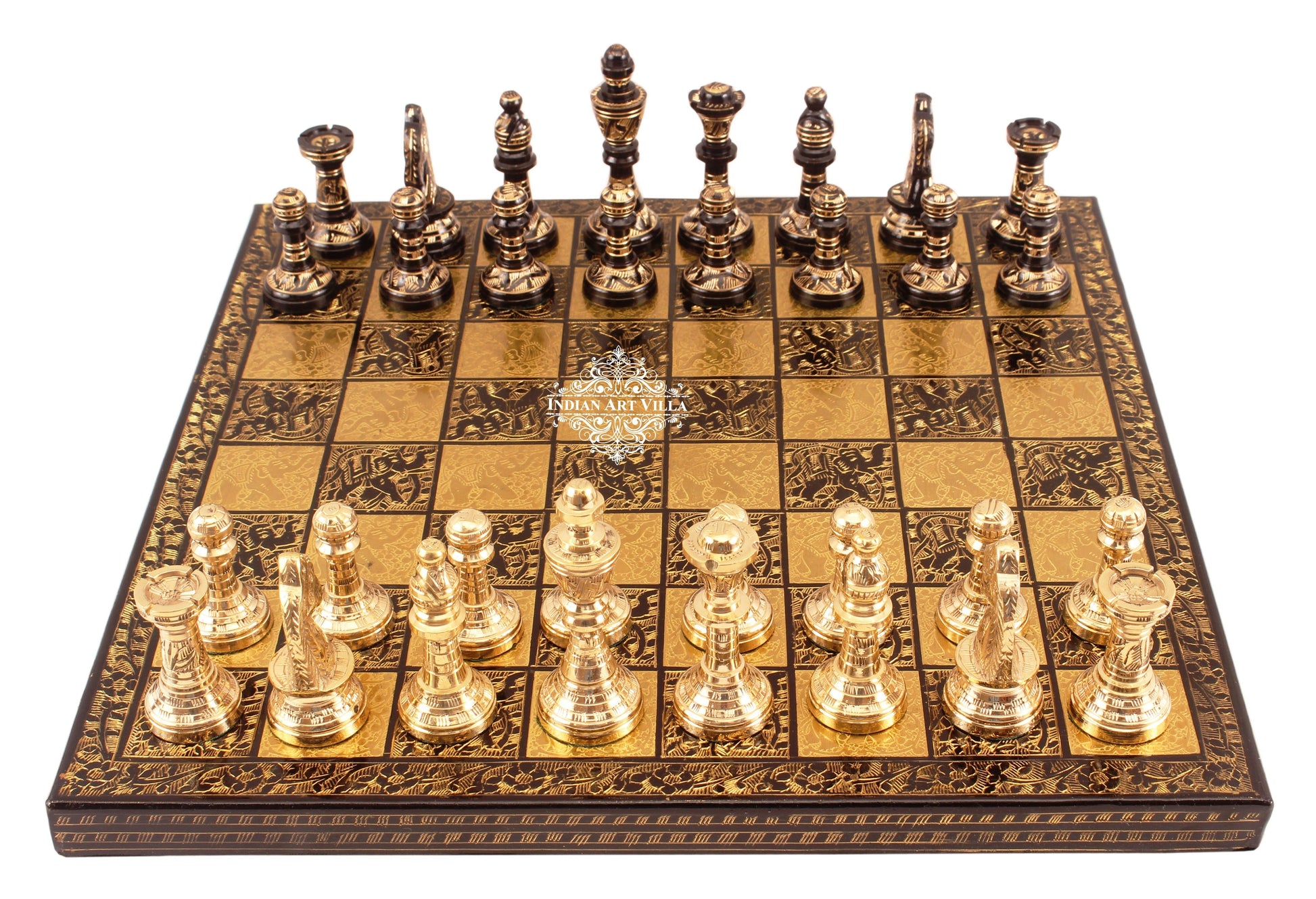 Brass Handmade Designer Chess Set with all Chessmen, Pieces, Home Decor