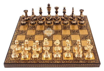 Brass Handmade Designer Chess Set with all Chessmen, Pieces, Home Decor