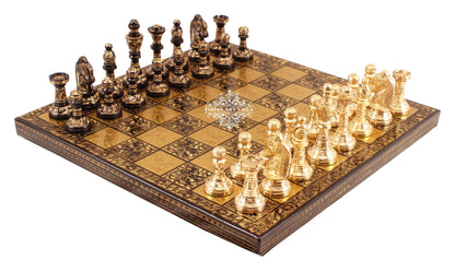 Brass Handmade Designer Chess Set with all Chessmen, Pieces, Home Decor