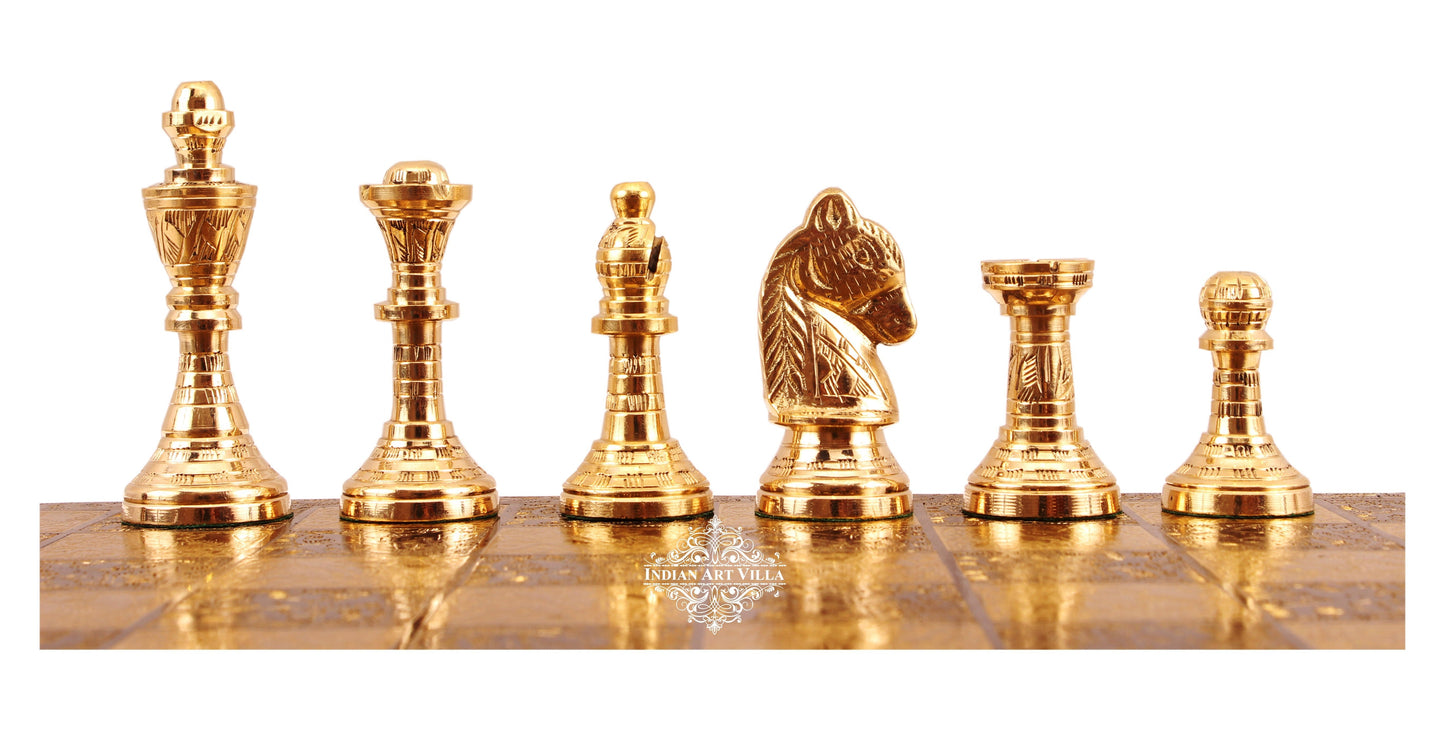 Brass Handmade Designer Chess Set with all Chessmen, Pieces, Home Decor
