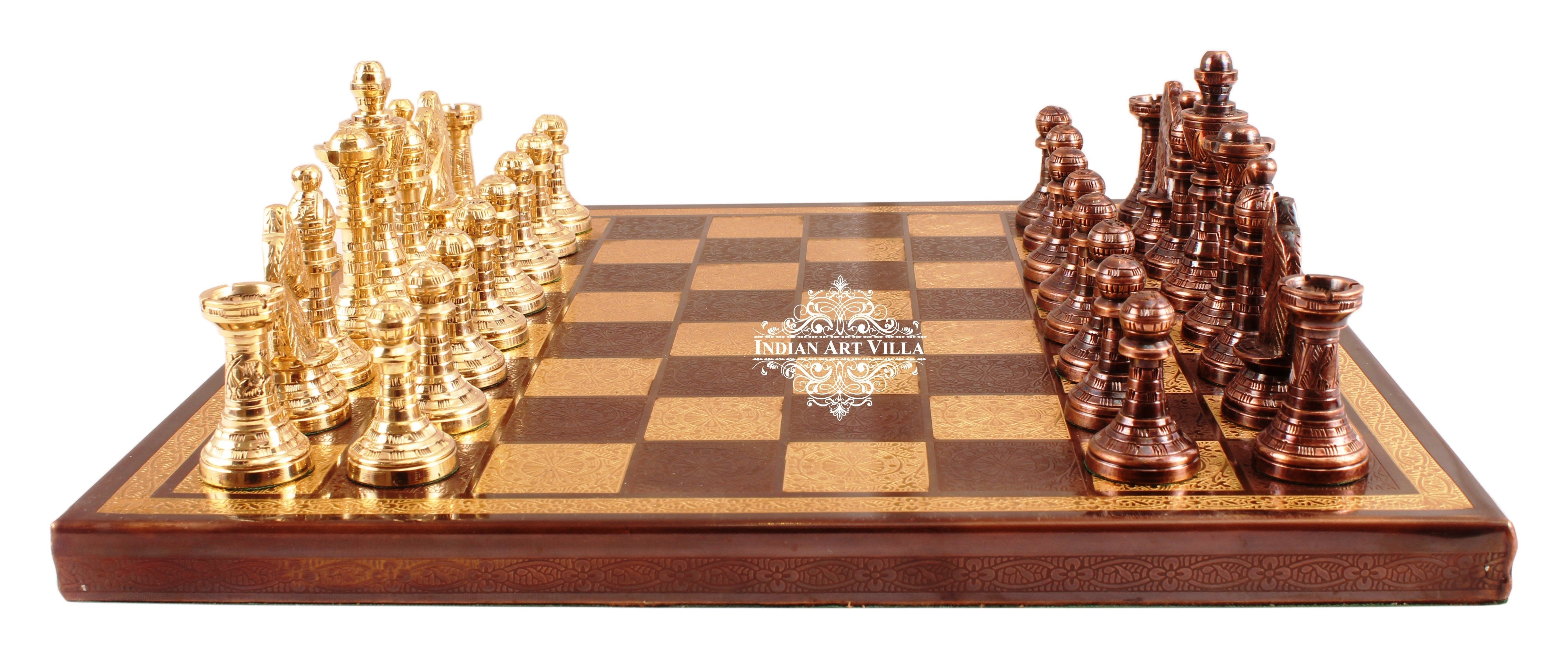 Brass Handmade Designer Chess Set with all Chessmen, Pieces, Home Decor