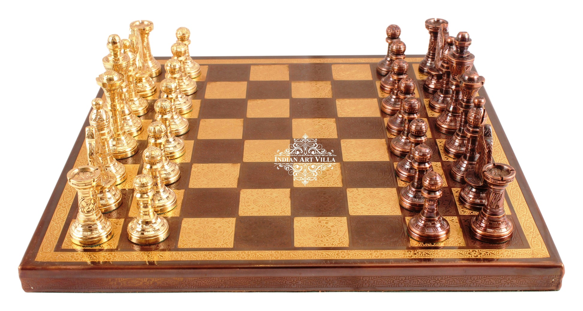 Brass Handmade Designer Chess Set with all Chessmen, Pieces, Home Decor