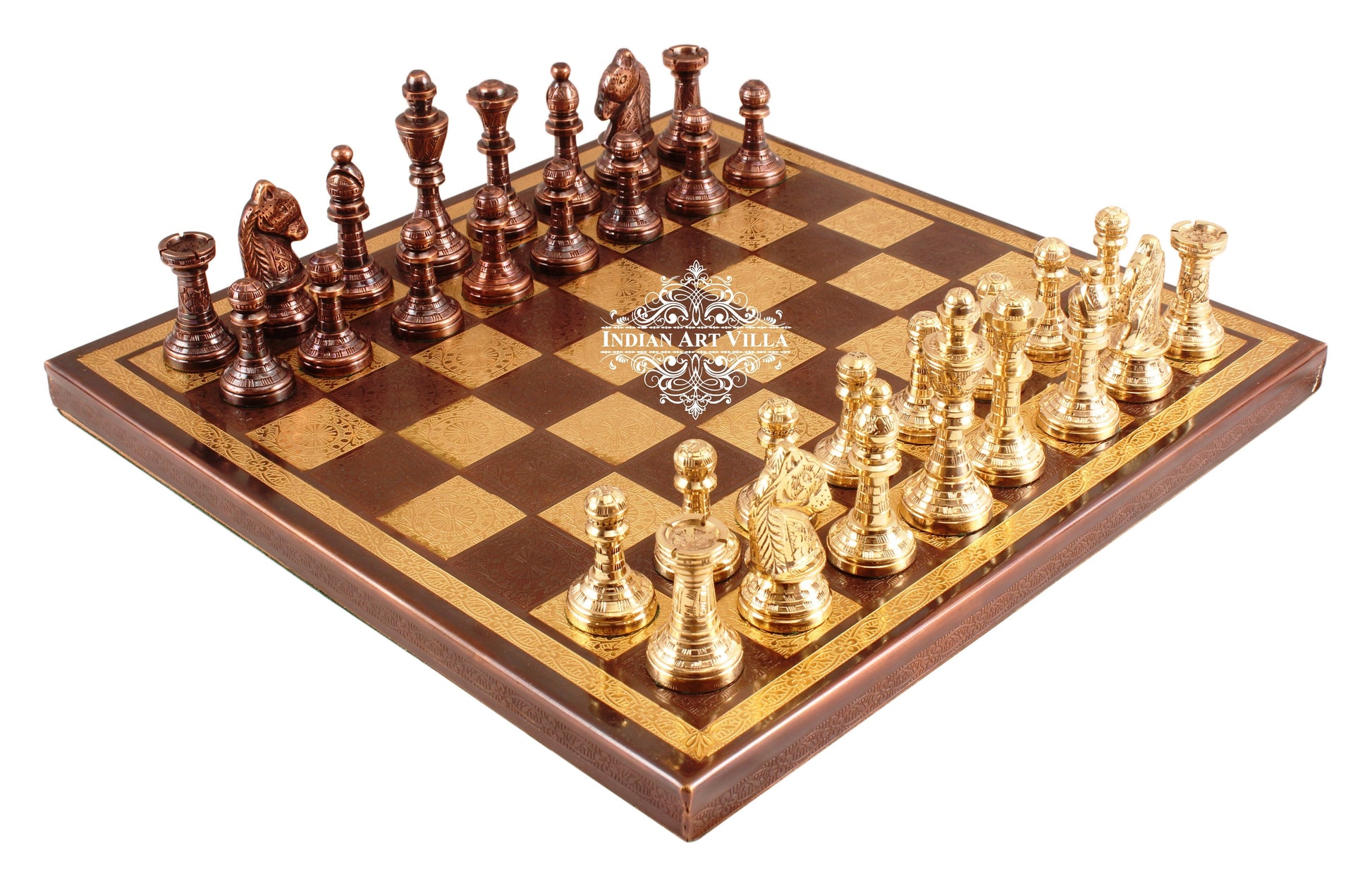 Brass Handmade Designer Chess Set with all Chessmen, Pieces, Home Decor