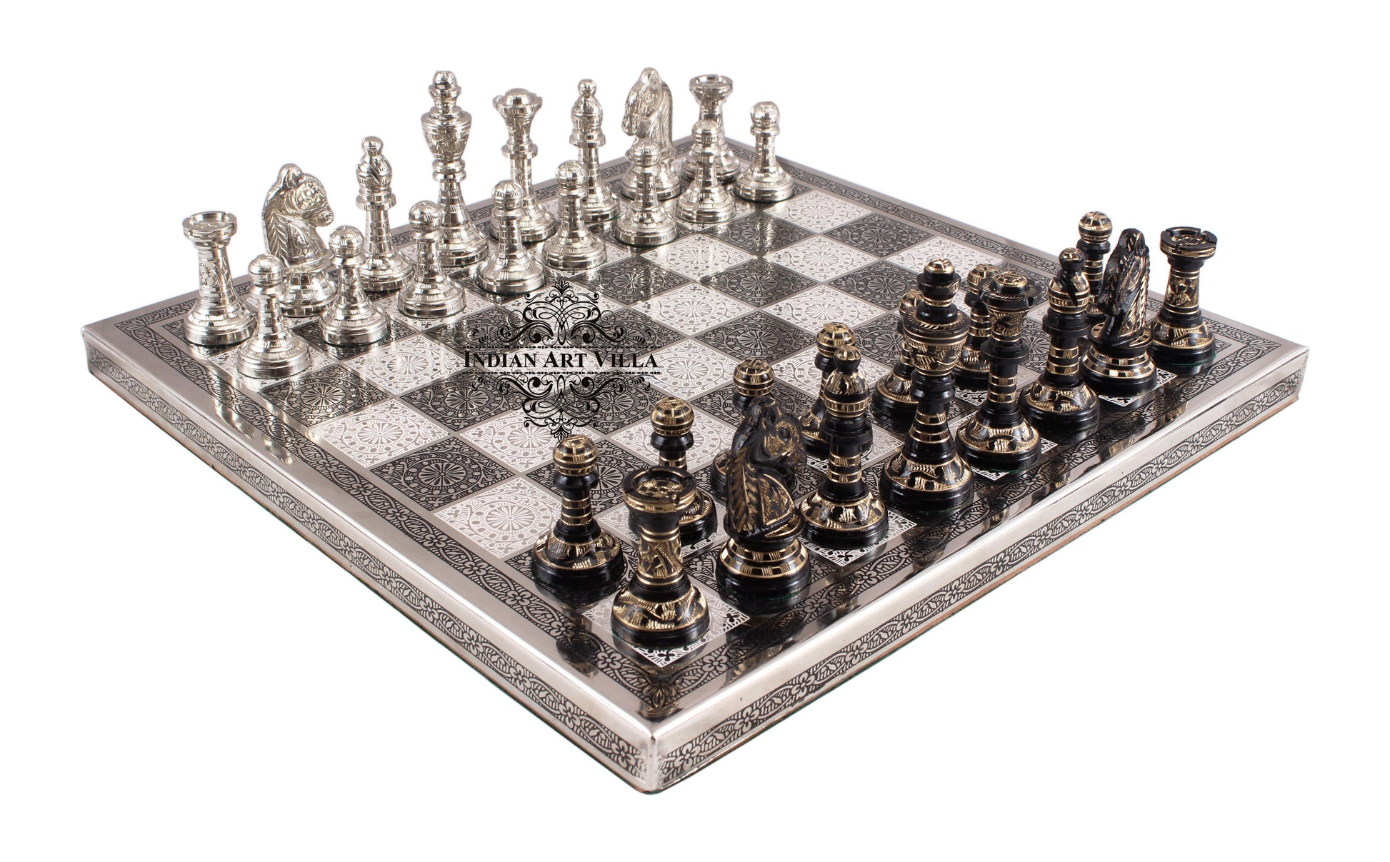 Brass Handmade Designer Chess Set with all Chessmen, Pieces, Home Decor