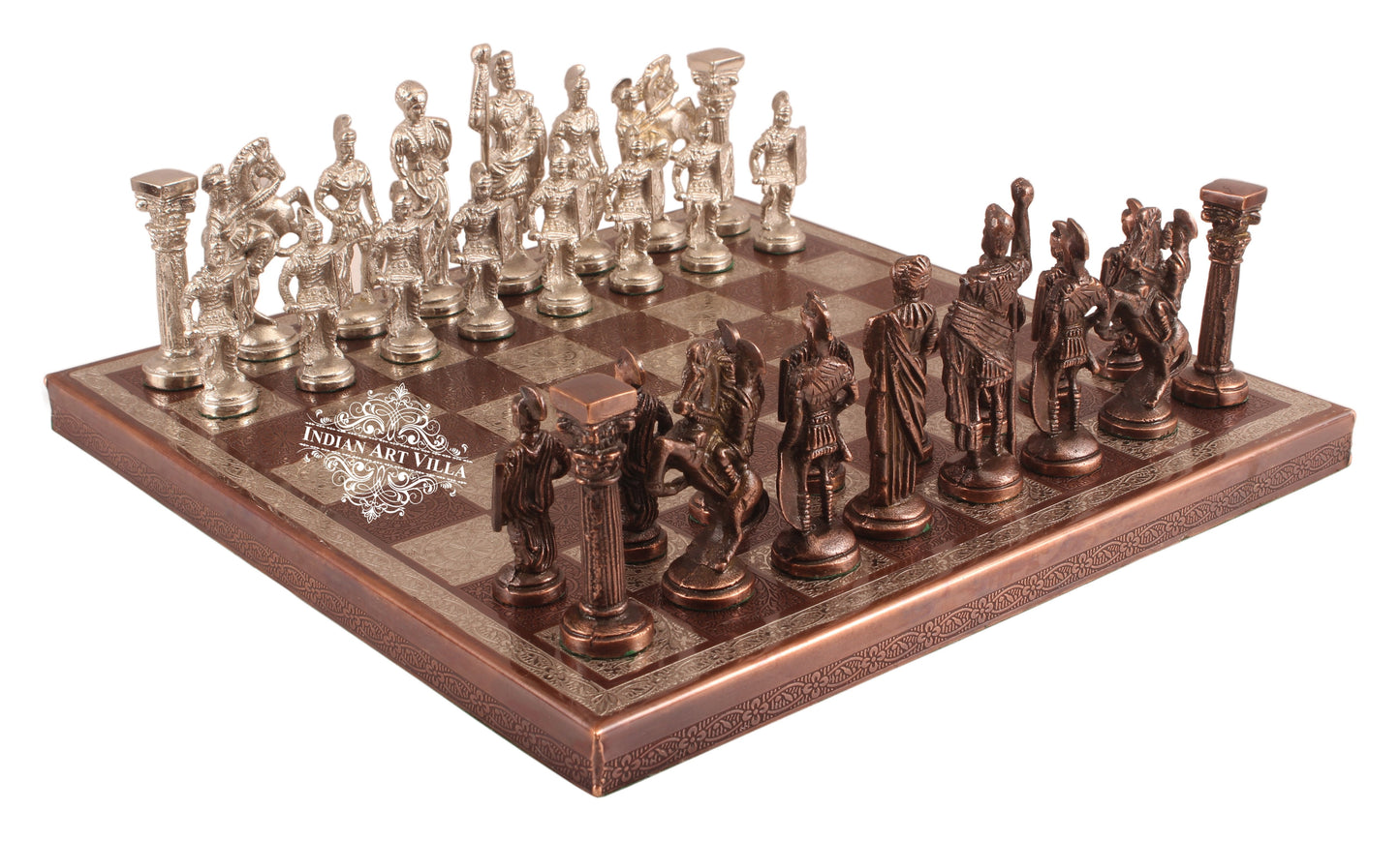 Brass Handmade Designer Chess Set with all Chessmen, Pieces, Home Decor