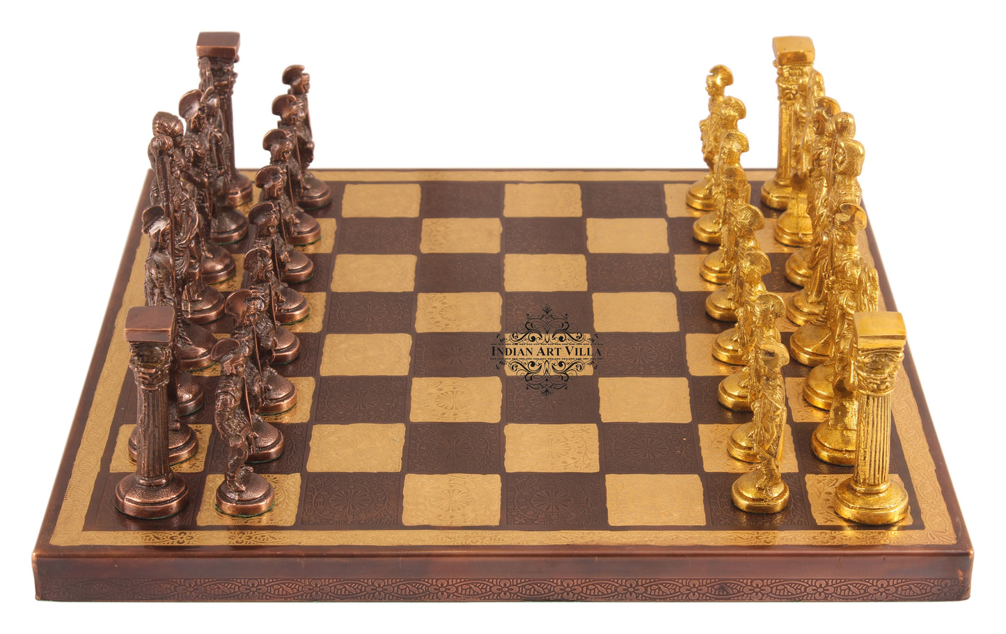 Brass Handmade Designer Chess Set with all Chessmen, Pieces, Home Decor