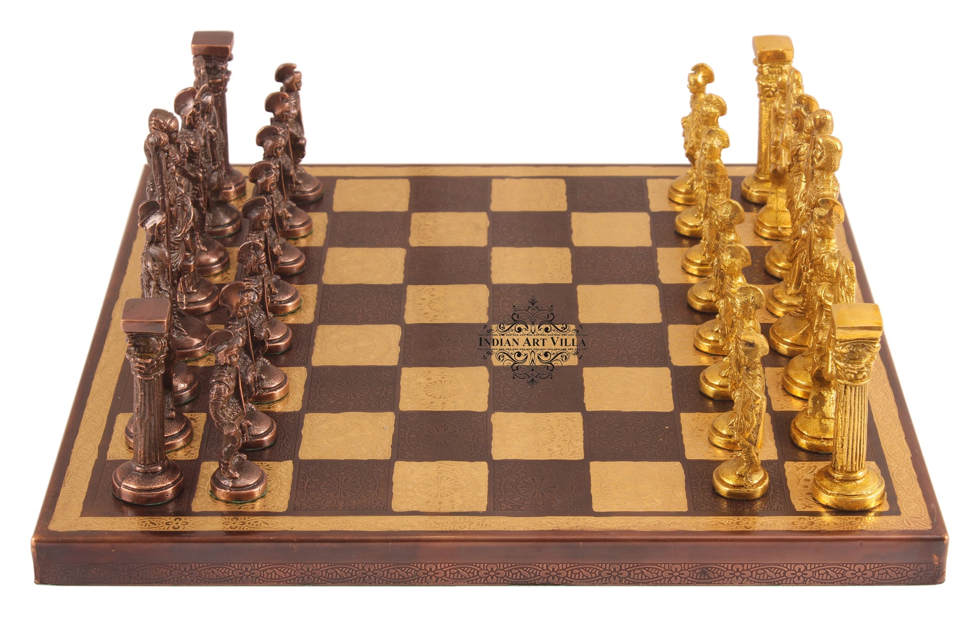 Brass Handmade Designer Chess Set with all Chessmen, Pieces, Home Decor
