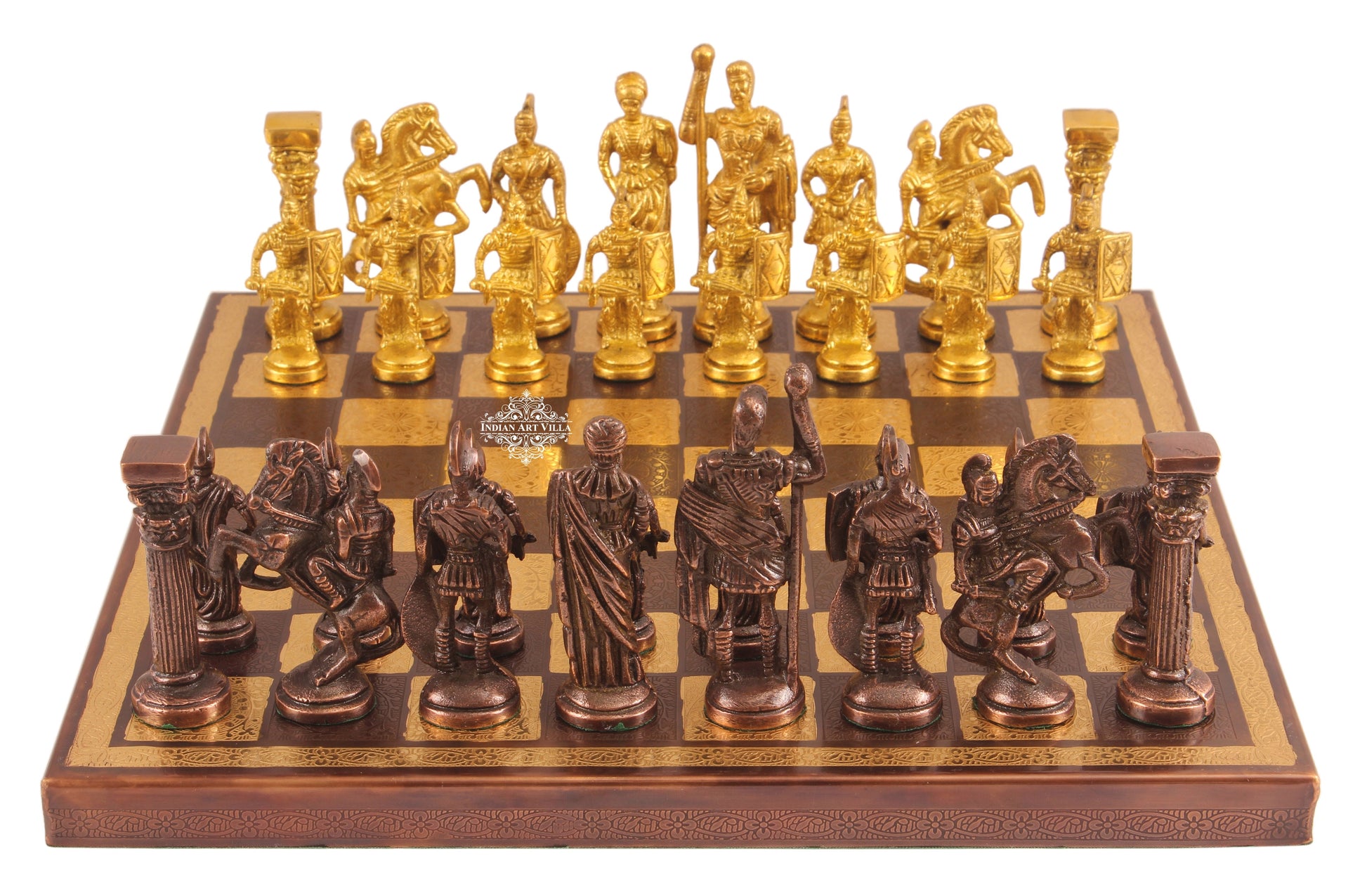 Brass Handmade Designer Chess Set with all Chessmen, Pieces, Home Decor