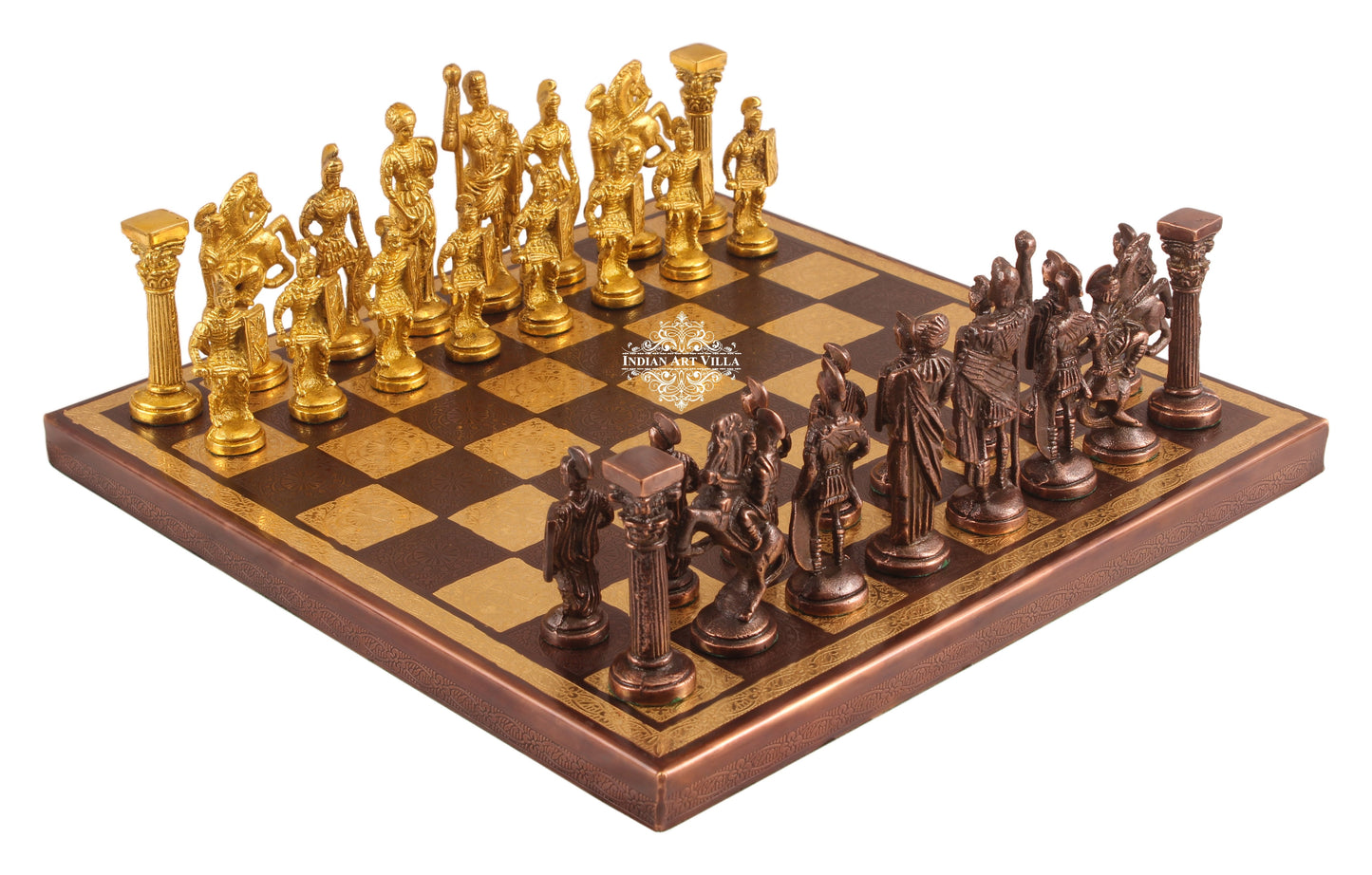 Brass Handmade Designer Chess Set with all Chessmen, Pieces, Home Decor