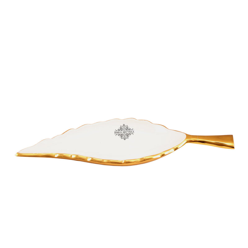 Aluminium Leaf Design Serving Tray|Serveware Tableware|Length 33.53 cm