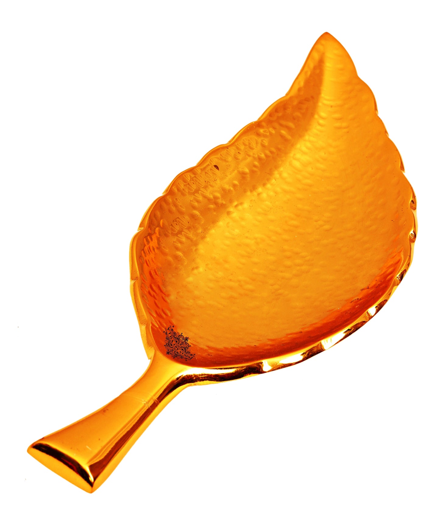 Gold Finish Leaf Design Alluminium Platter, Serveware Tableware, Hotel Home Restaurant, Length 33.02 cm, Gold