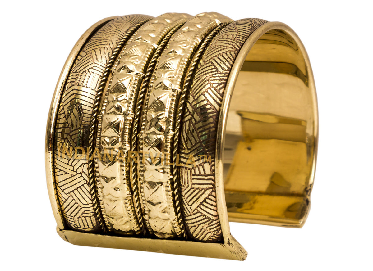 Brass Antique Rare Design Openable Kada Braceleted Bangle