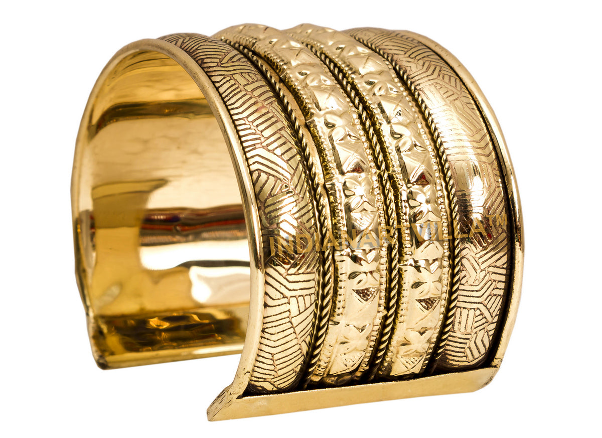 Brass Antique Rare Design Openable Kada Braceleted Bangle