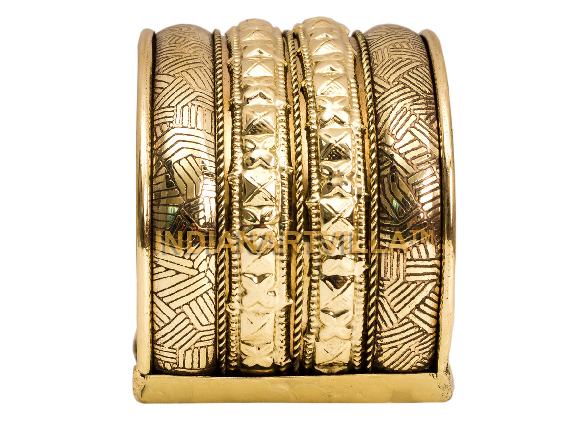 Brass Antique Rare Design Openable Kada Braceleted Bangle