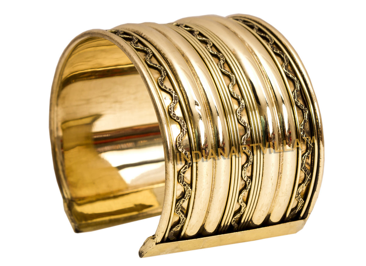 Brass Antique Rare Design Openable Kada Braceleted Bangle