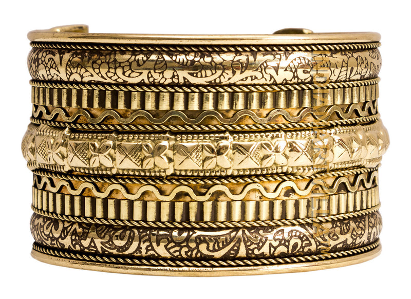 Brass Antique Rare Design Openable Kada Braceleted Bangle