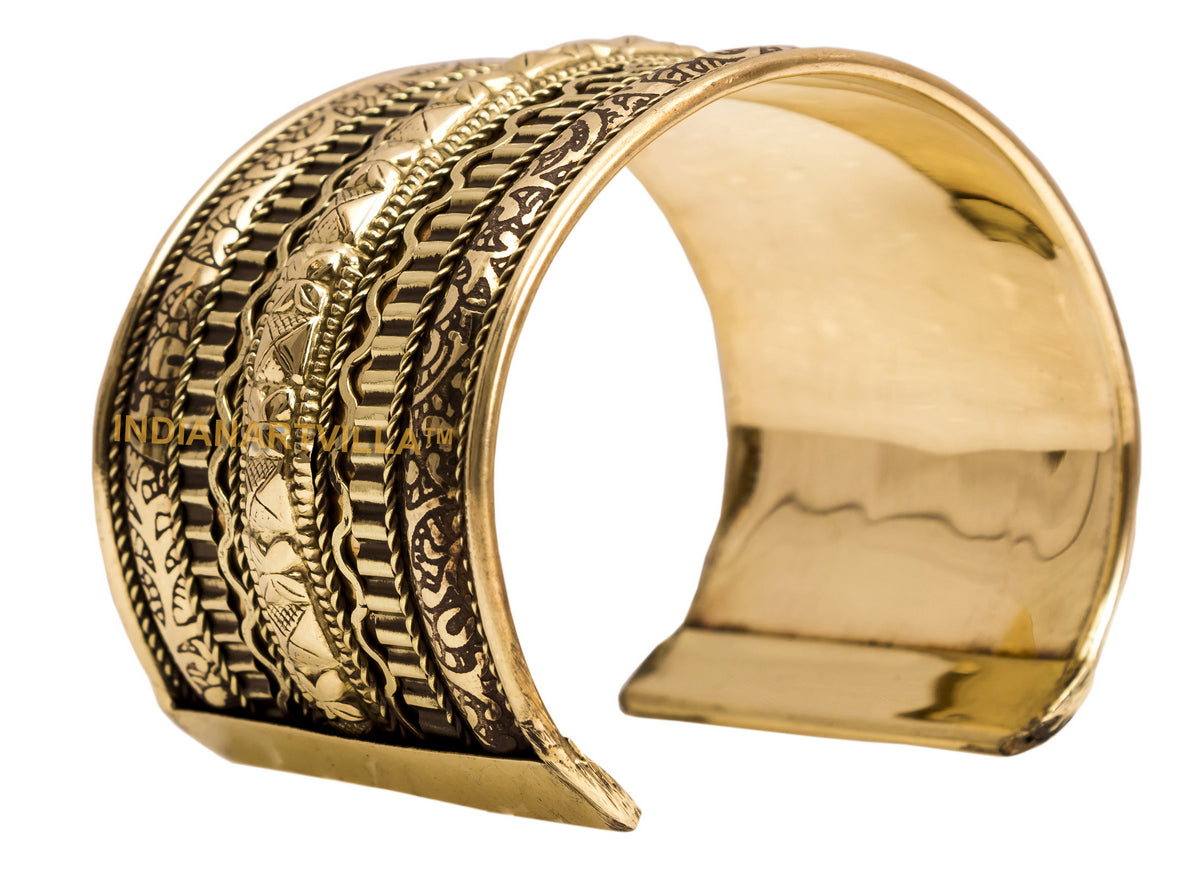 Brass Antique Rare Design Openable Kada Braceleted Bangle