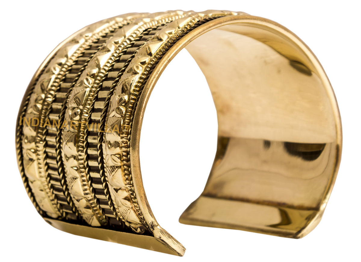 Brass Antique Rare Design Openable Kada Braceleted Bangle