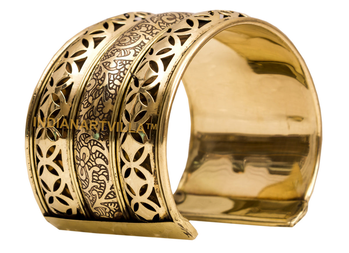 Brass Antique Rare Design Openable Kada Braceleted Bangle