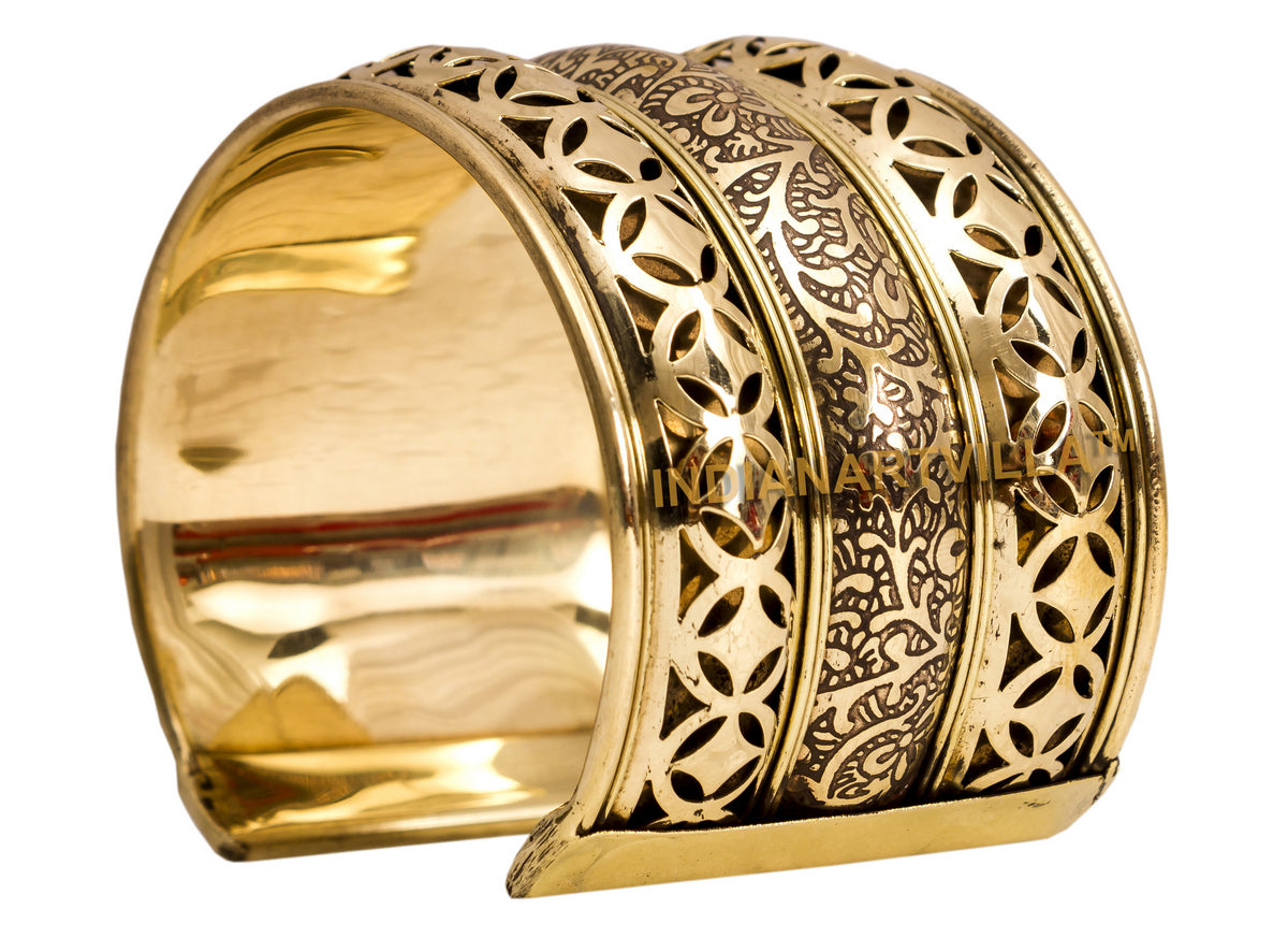 Brass Antique Rare Design Openable Kada Braceleted Bangle