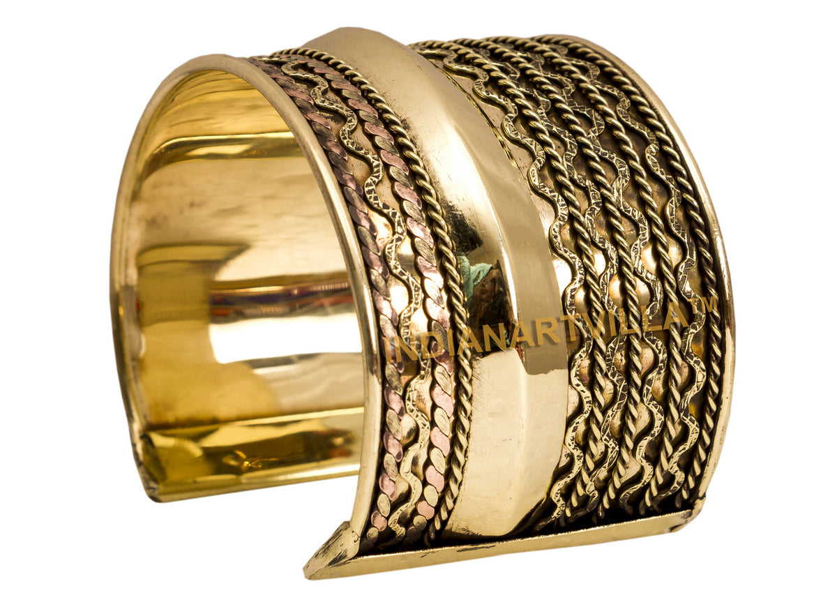 Brass Antique Rare Design Openable Kada Braceleted Bangle