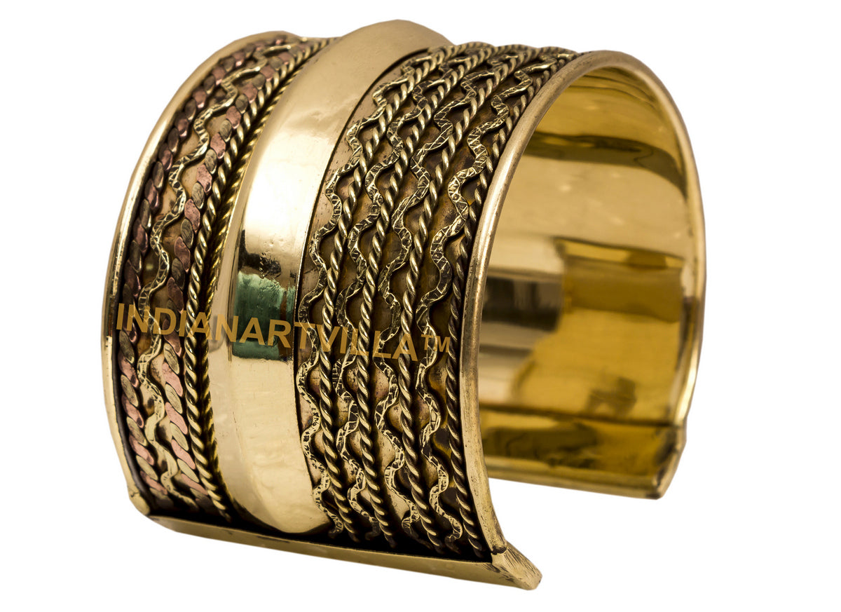 Brass Antique Rare Design Openable Kada Braceleted Bangle