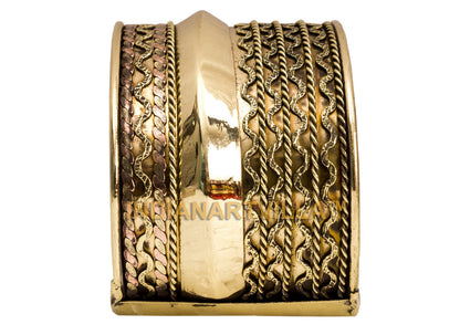 Brass Antique Rare Design Openable Kada Braceleted Bangle